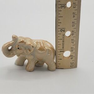 Vintage Mini Elephant Figurine Made In‎ Japan Light Pearlescent Peach
